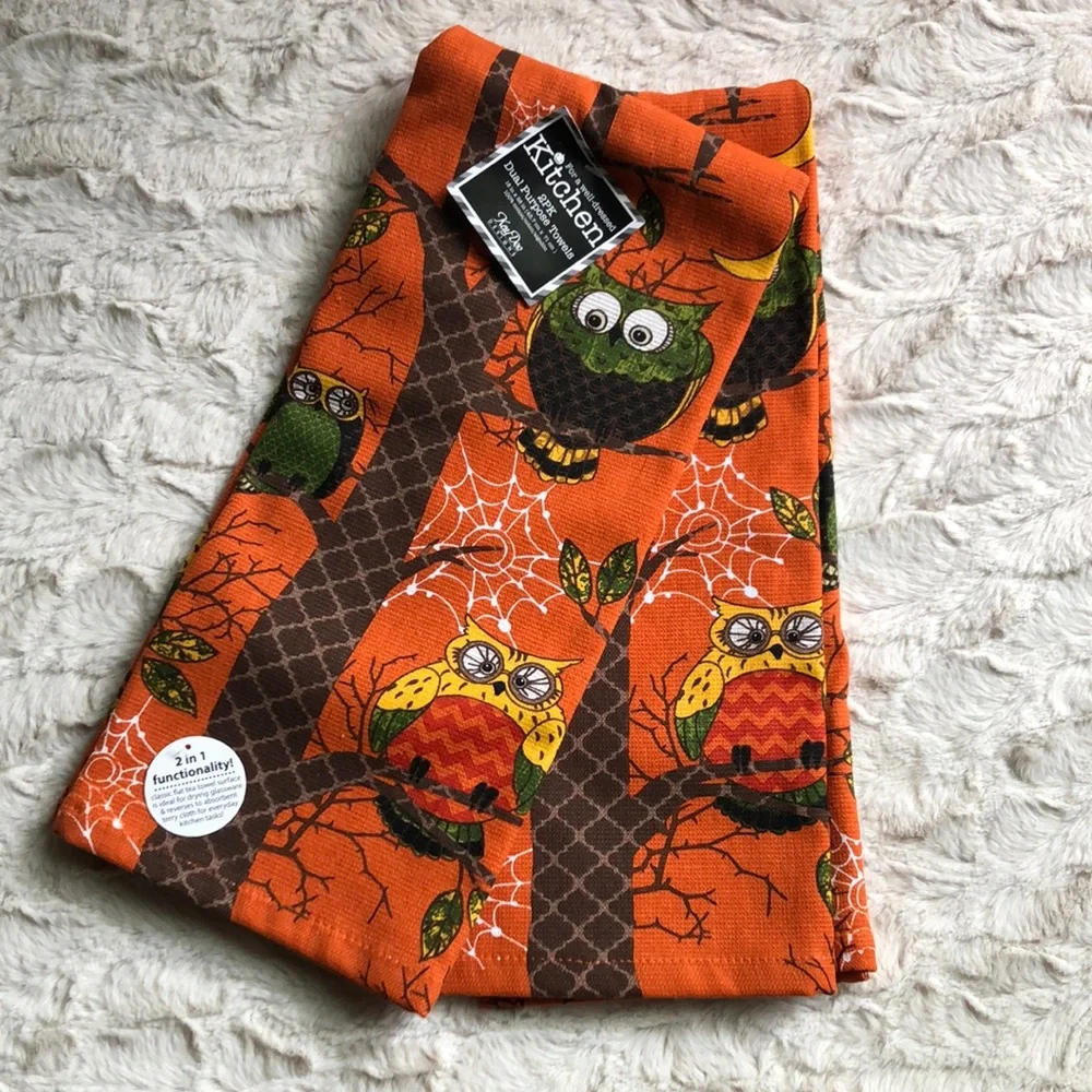 Kay Dee Kitchen Towels Owl Fall Harvest Design